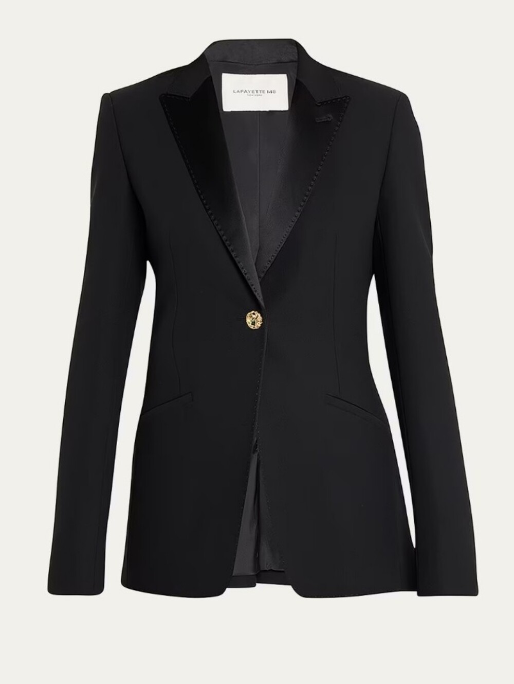 Lafayette 148 New York Women's Single Button Satin Lapel Cutaway Blazer - 4